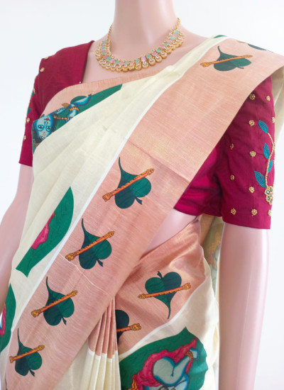 SAREE COL TISSUE KJM PRINT SAREES